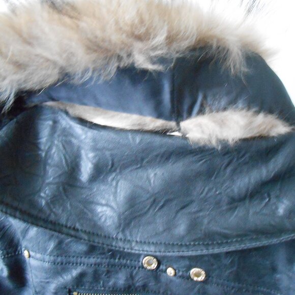 ADORE FAUX LEATHER MOTO JACKET-REMOVABLE FAUX FUR COLLAR-EXCELLENT - Picture 7 of 11